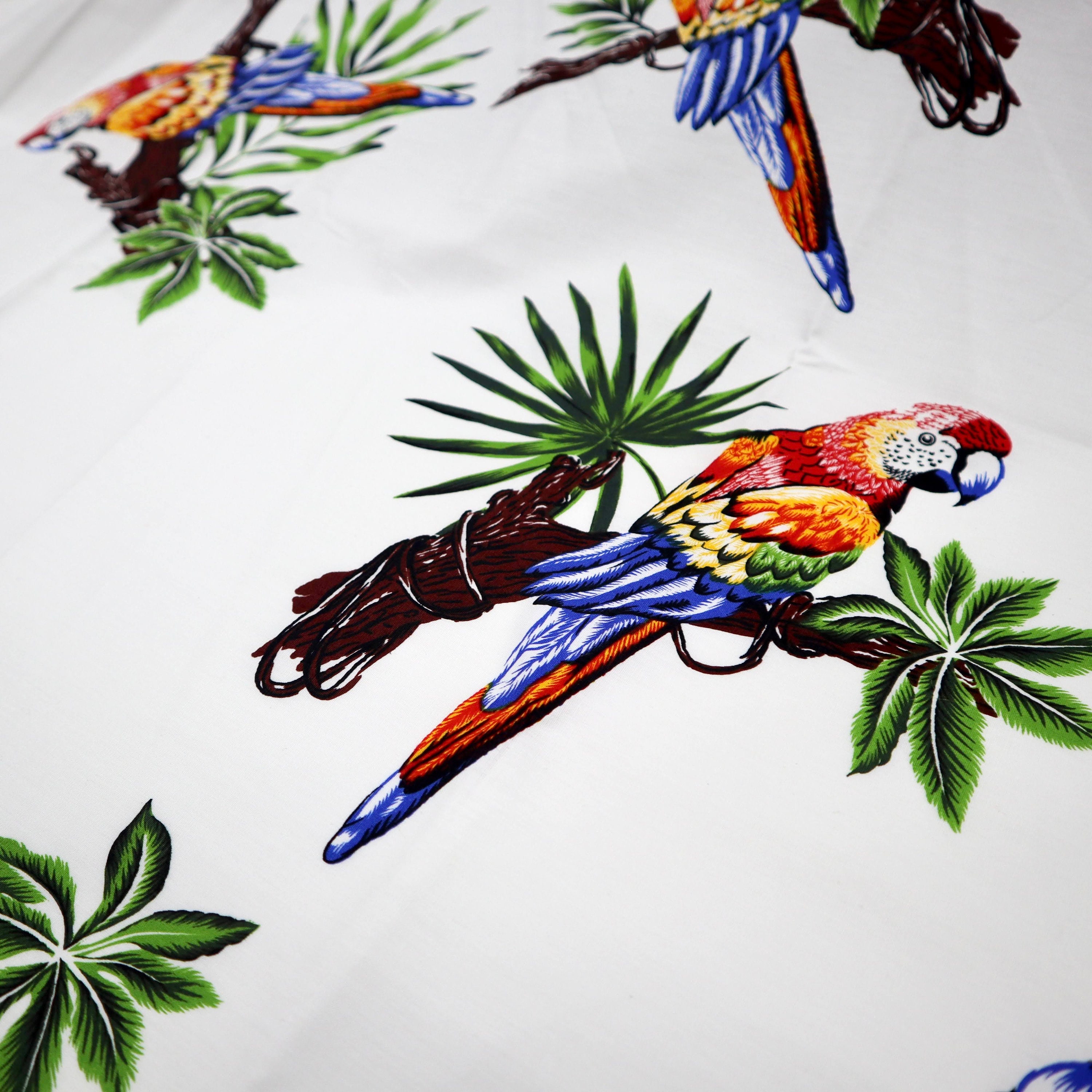 Colorful Parrot Cotton Fabric Huge Parrot Printed on White | Etsy