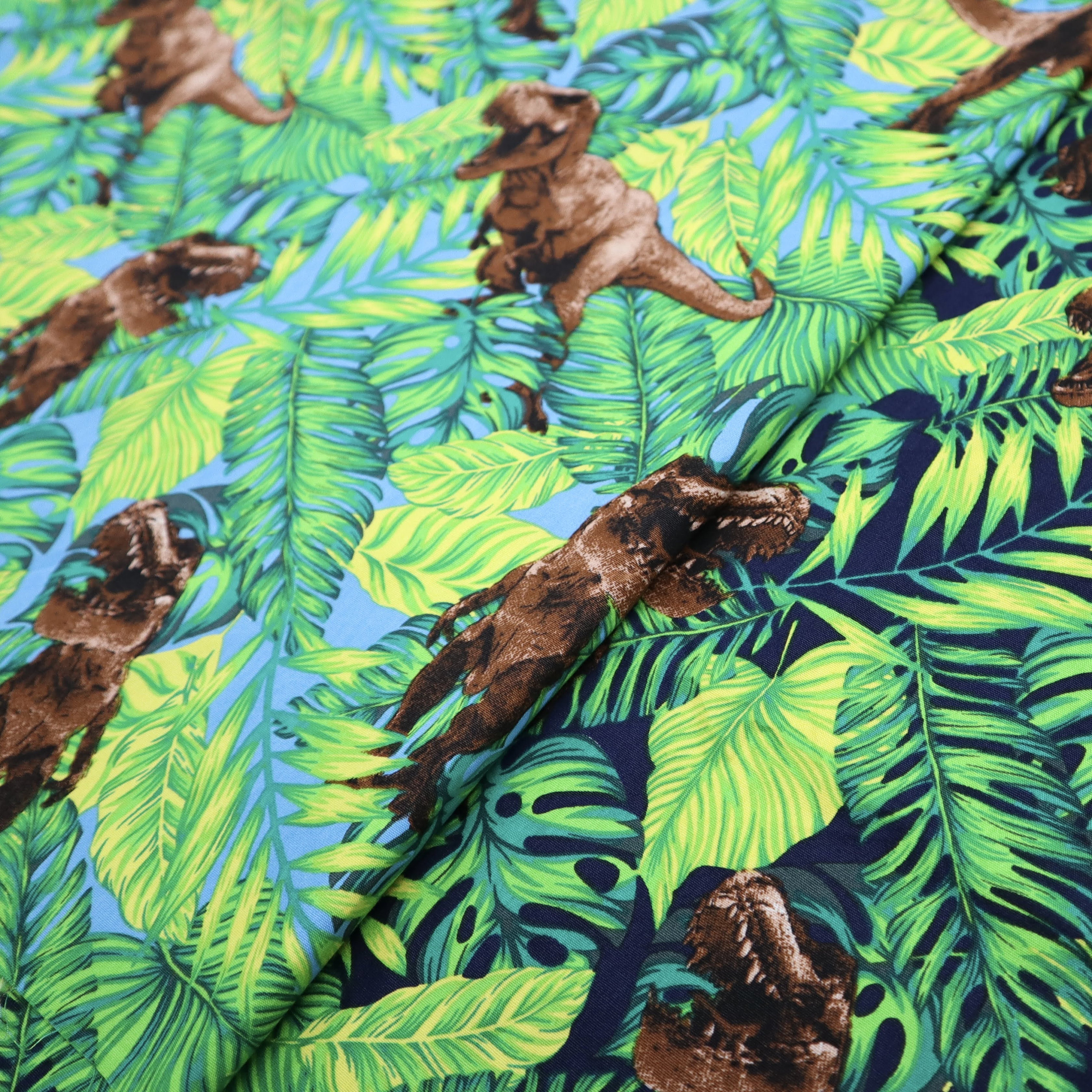 T. Rex Fabric T. Rex Printed on Light Blue Navy Blue Etsy Singapore
