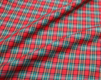 Christmas Red Tartan Cotton Fabric - Quilting Plaid Check
