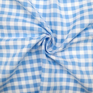 Sweet Blue and White Vinchy Check Cotton Fabric - Blue Plaid Fabric, Blue Vinchy Check Fabric, Quilting Cotton Fabric by the Yard