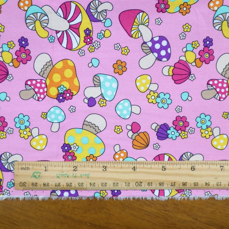 Colorful Mushroom Cotton Fabric Super Cute Mushroom Printed Etsy