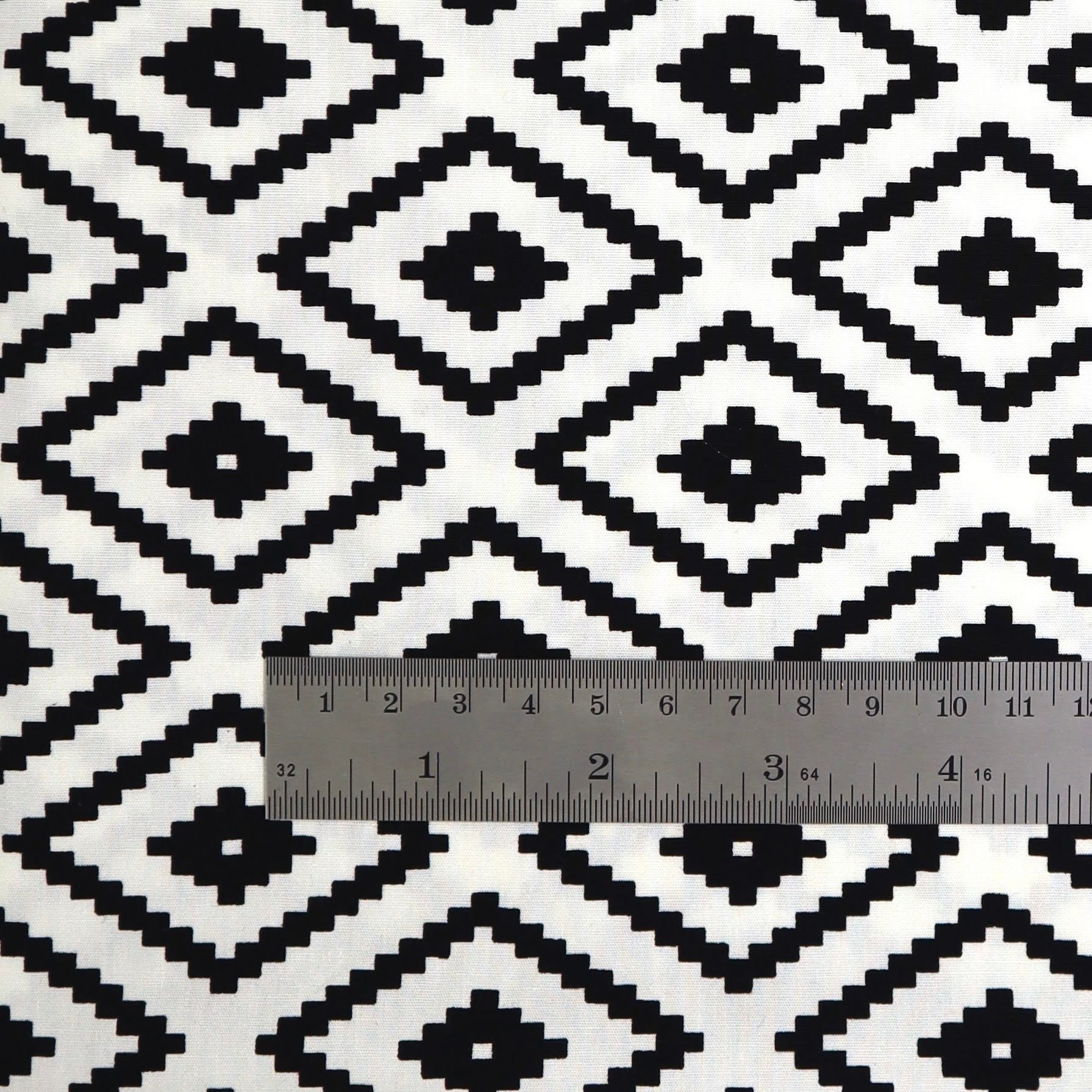 Geometric Printed Cotton Fabric Black Geometric Printed On Etsy