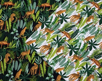 Jaguar Fabric by the Yard, Cotton Fabric, Cheetah Print