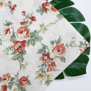 Vintage Floral Cotton Fabric - Rose on White Background Fabric, Flower Fabric, English Garden Fabric, Quilting Cotton Fabric by Yard