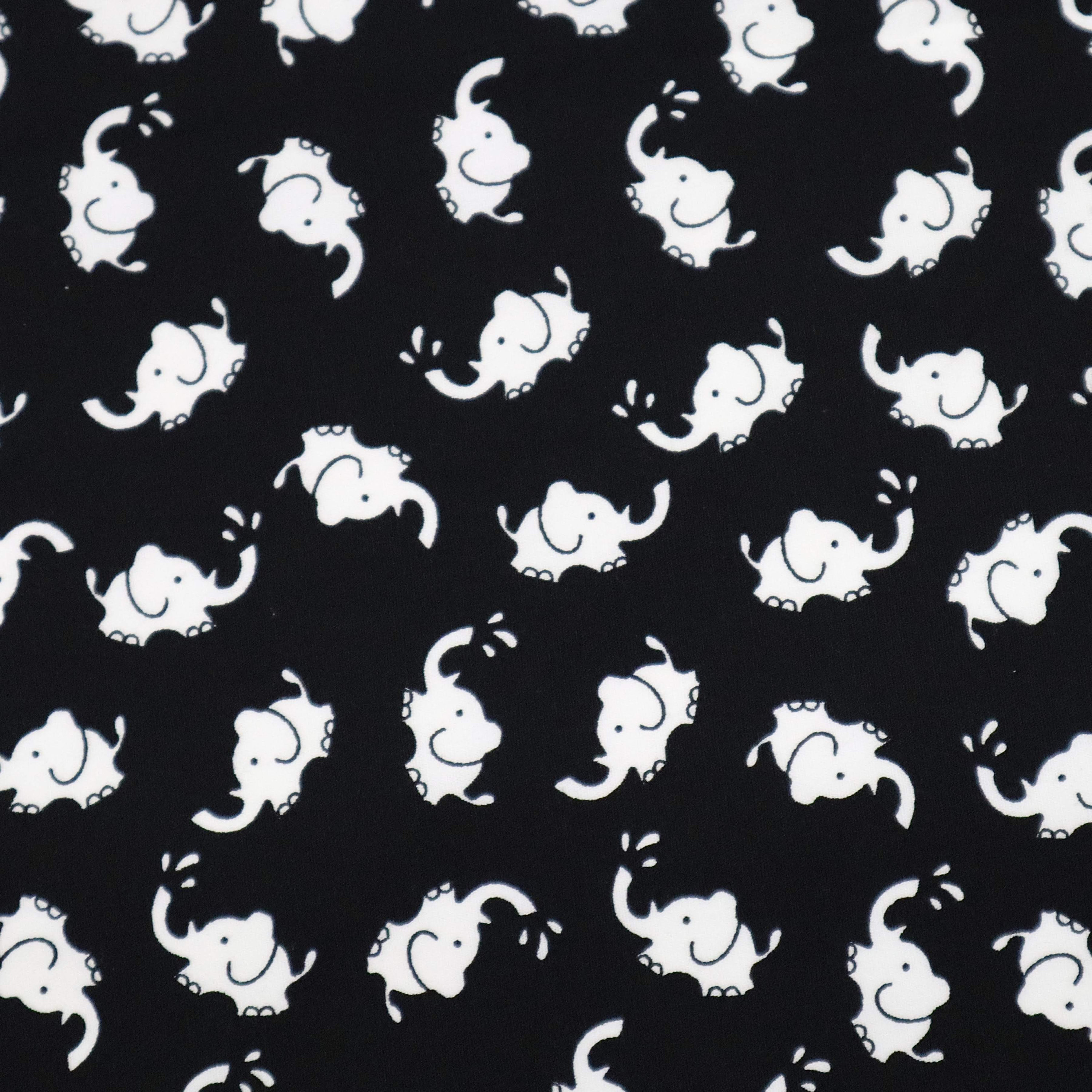 Cute Elephant Printed Cotton Fabric Little White Elephant Etsy