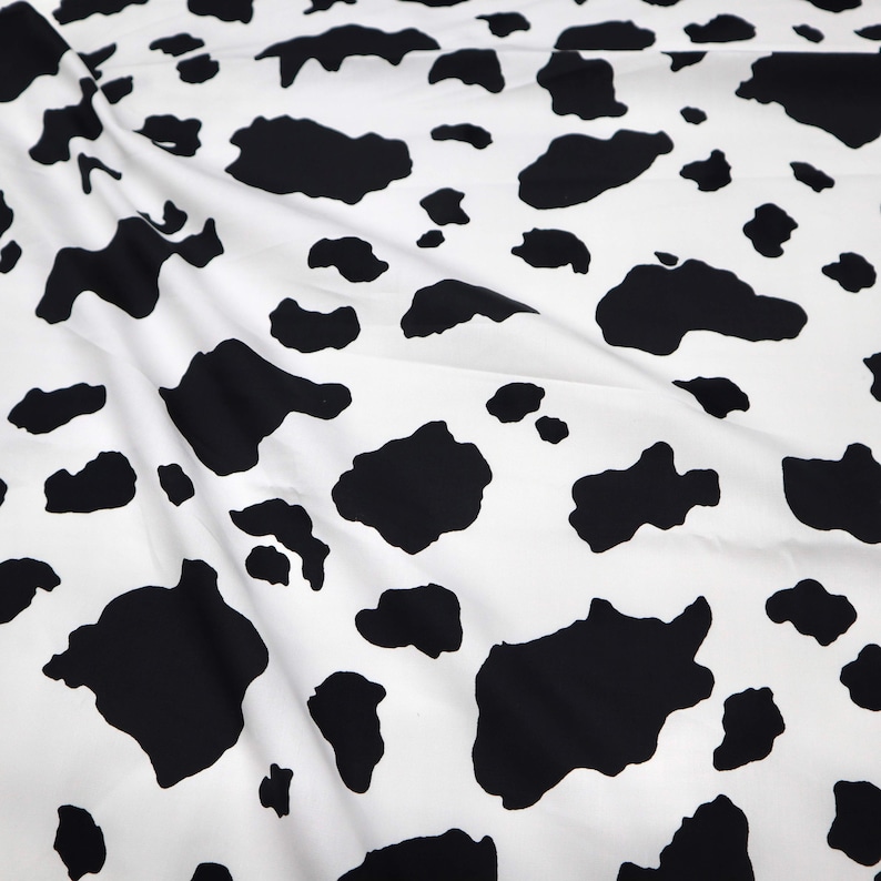 Cow Printed Cotton Fabric Black and White Cow Fabric Cattle Etsy UK