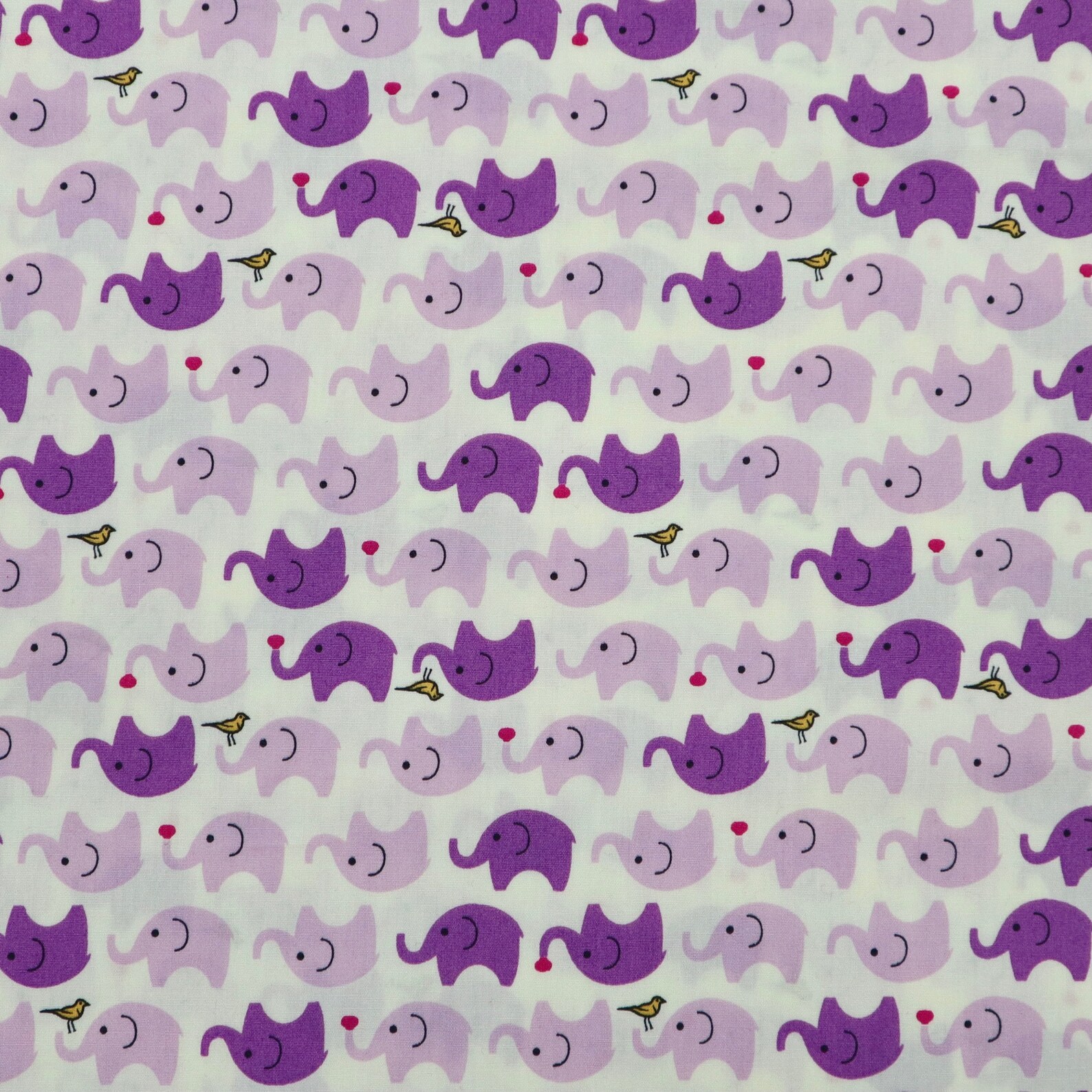 Cute Elephant Printed Cotton Fabric Violet and Purple Etsy