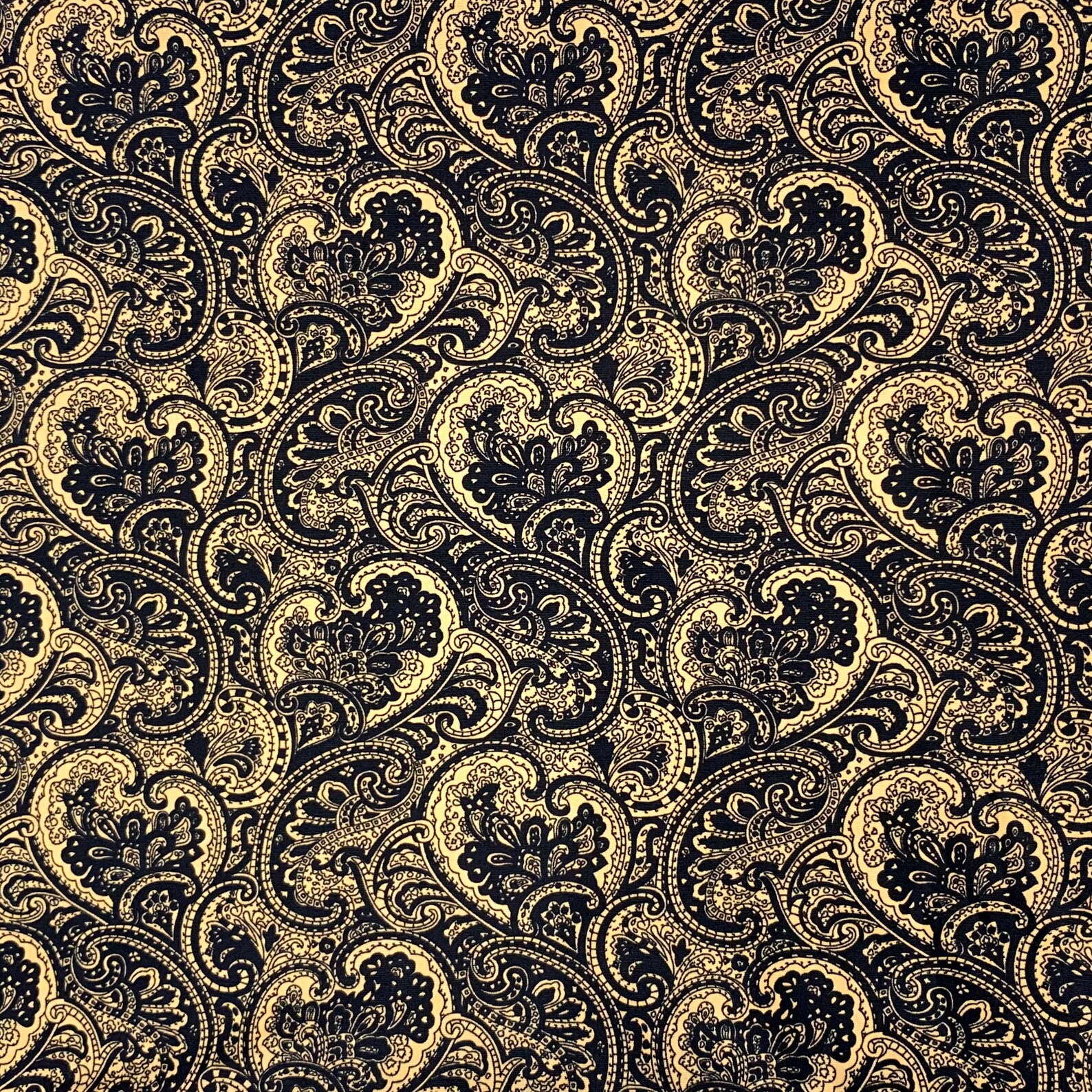Yellow Gold and Black Paisley Printed Cotton Fabric - Etsy
