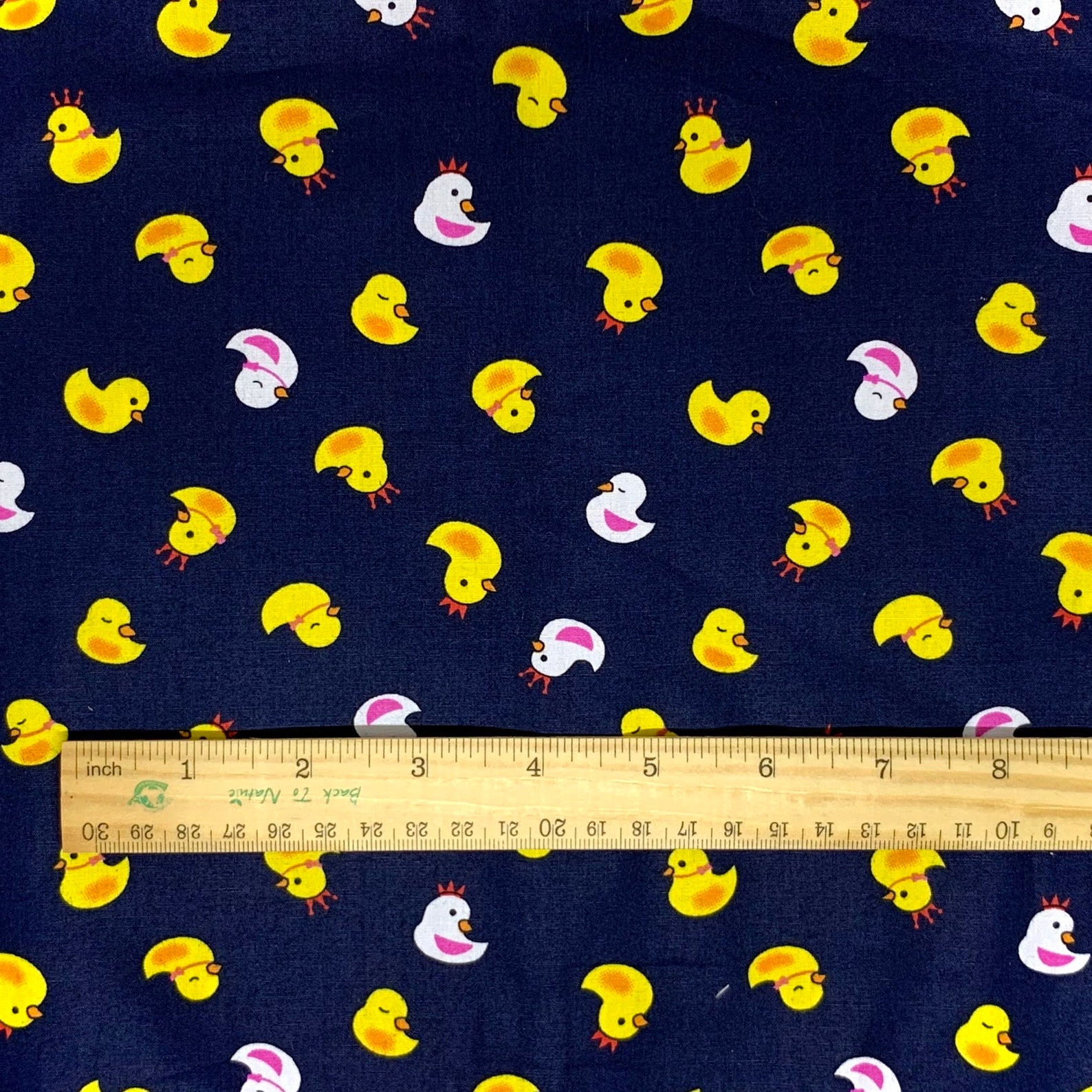 Little Duck Cotton Fabric Cute Baby Duck Printed on Navy Etsy