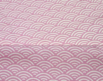 Japanese Wave Fabric - Pink Japanese Traditional Wave Printed Cotton Fabric, Japanese Style Fabric, Quilting Cotton Fabric by Yard