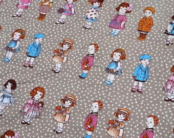 Vintage Style Dolls Cotton Fabric - Light Brown Quilting Fabric
