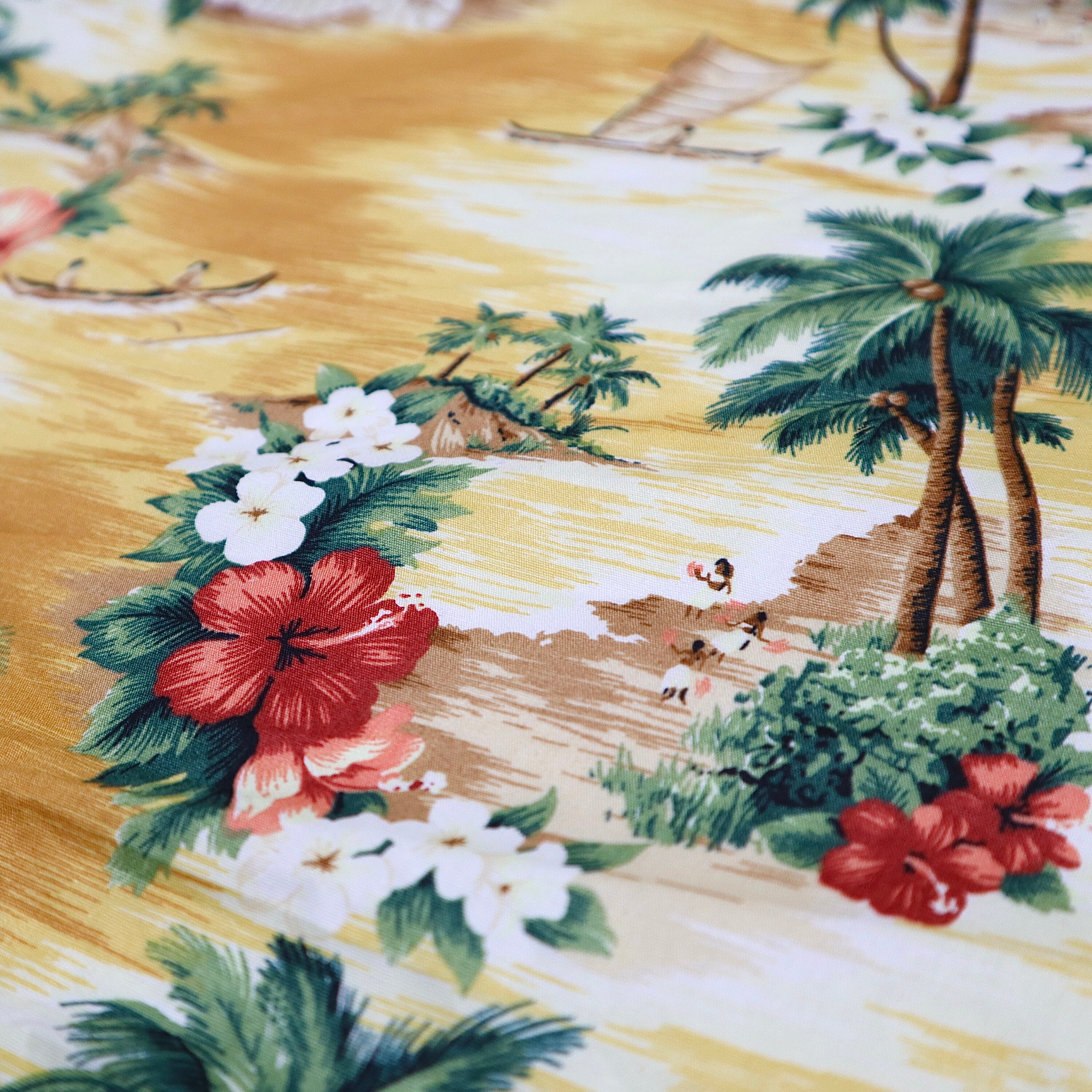 Hawaii Beach Printed Cotton Fabric Yellow/blue Hawaii Style Etsy Sweden
