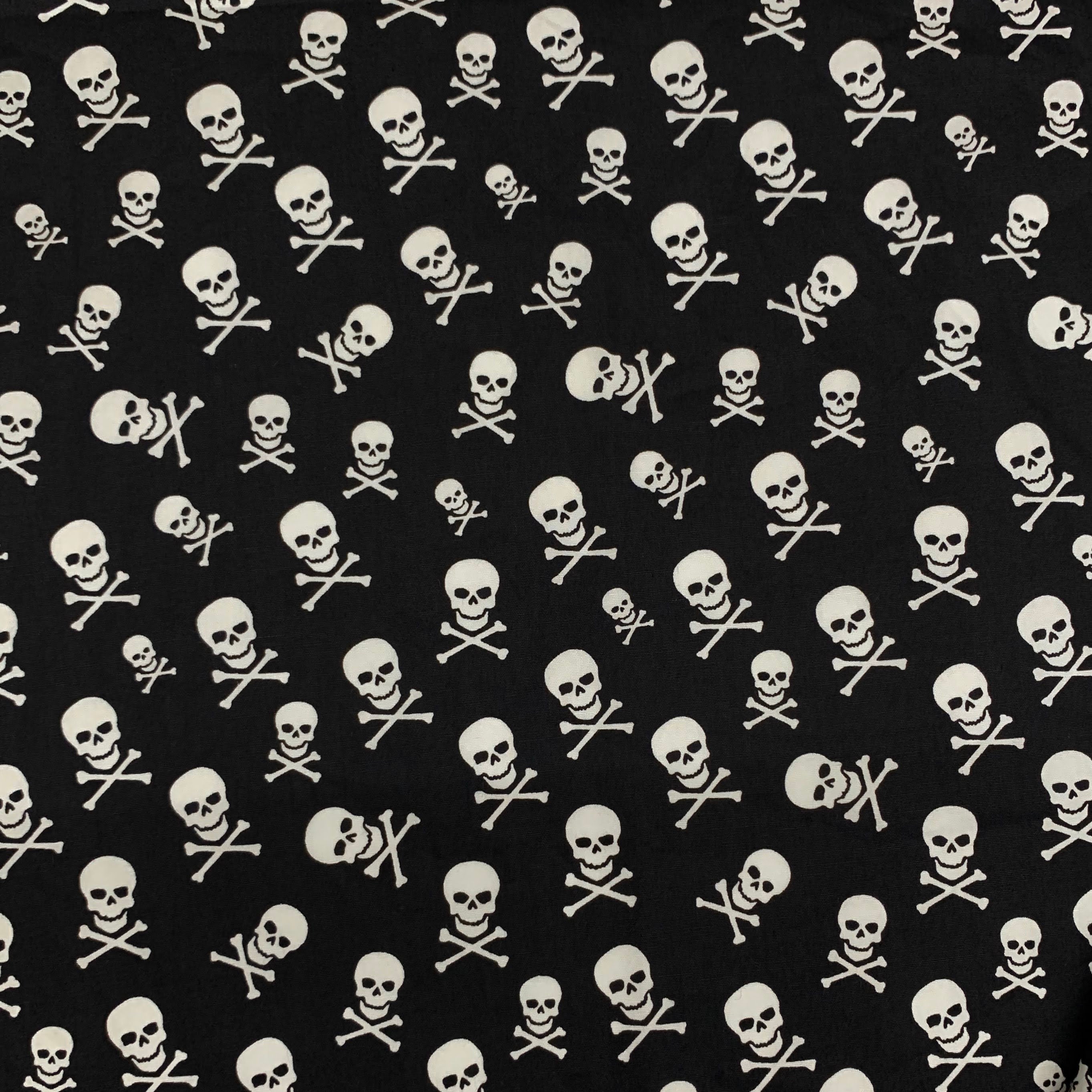 Crossbones cotton fabric Skulls printed on Black White Etsy