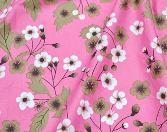 Floral Cotton Fabric - White Flowers on Sweet Pink Background Fabric, Flower Fabric, Floral Fabric, Quilting Cotton Fabric by Yard
