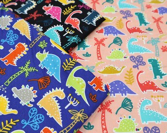 Cartoon Dinosaur Cotton Fabric – Colorful Print, Quilting Fabric