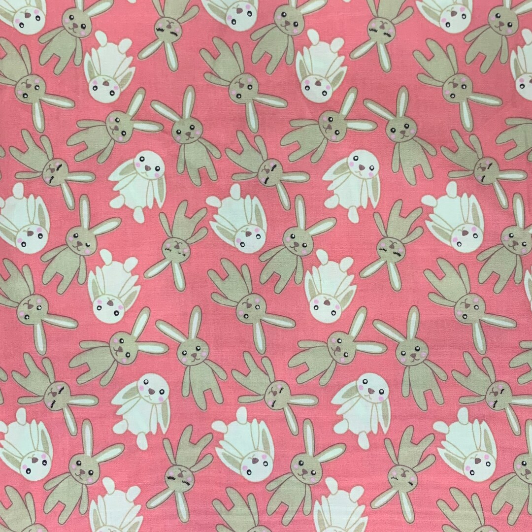 Cute White Rabbit and Brown Rabbit Cotton Fabric - White and Brown ...