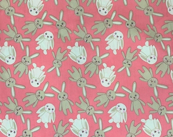 Pink Cotton Fabric – Bunny Print, Quilting Material