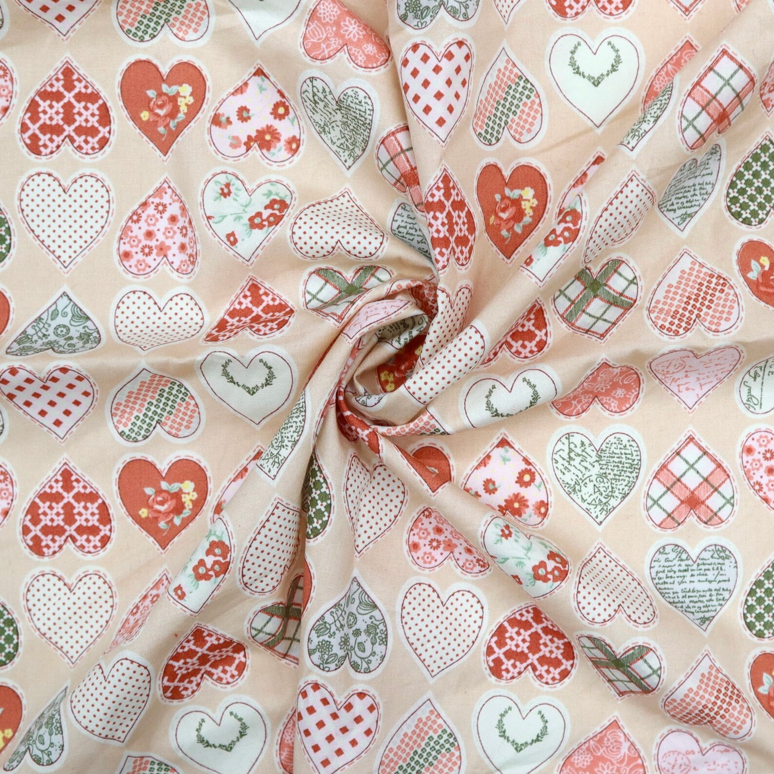 Beautiful Hearts Printed Cotton Fabric Cute Heart Printed on Etsy