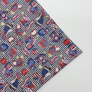 Tela de algodón patriótico - tela impresa de símbolo americano, tela de la bandera de los Estados Unidos, tela de algodón estampado americano, tela de algodón acolchado cortado a medida