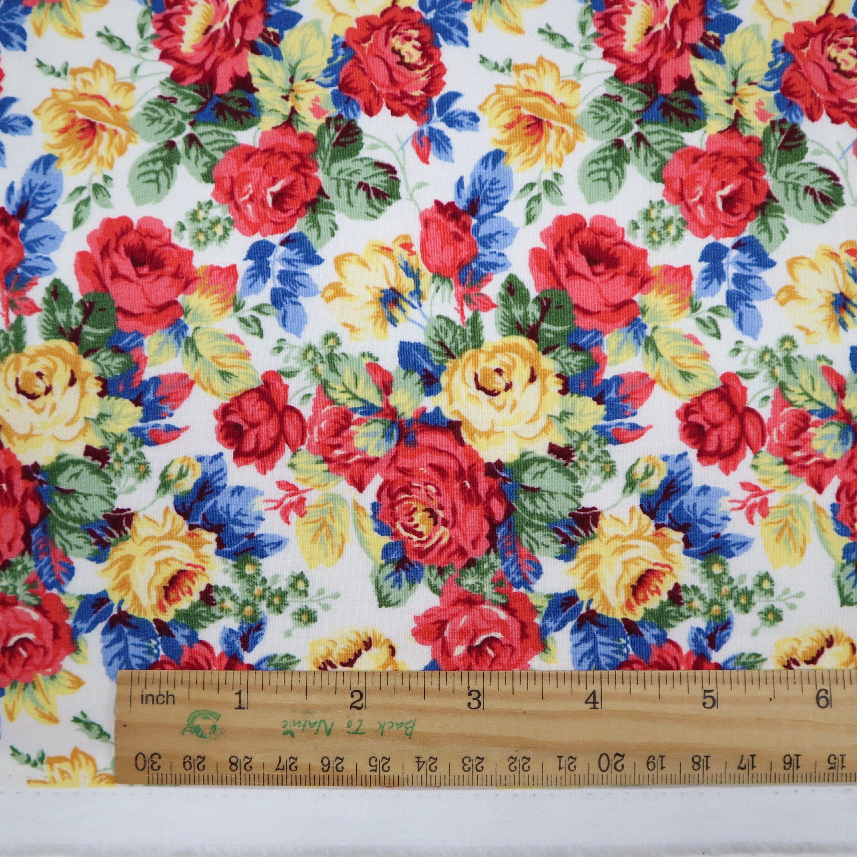 Classic Roses Cotton Fabric Vintage Red and Yellow Roses on Etsy