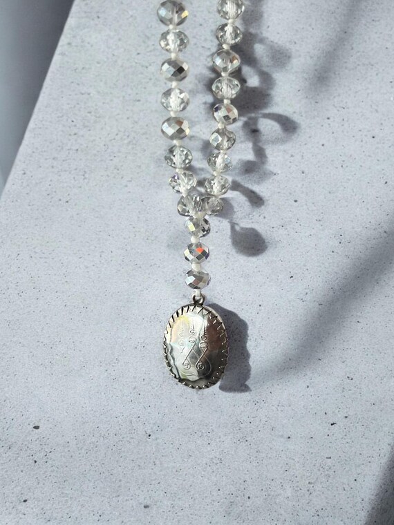 観音ペンダントネックレス シルバーガラスクリスタルビーズ付き - Etsy 