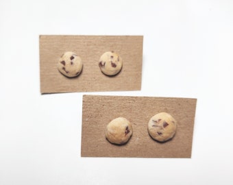 Boucles d&#39;oreilles en forme de biscuit aux pépites de chocolat, mignons en pâte polymère, bijoux miniatures Kawaii petits aliments délicats cadeau ami gros desserts sucré fait main
