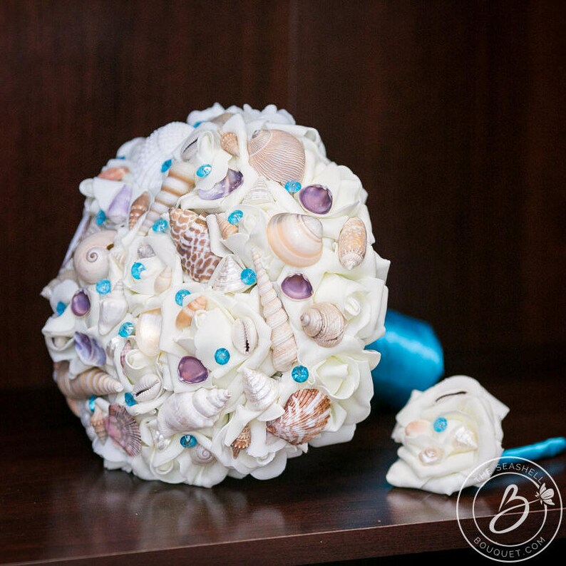 Seashell Bouquets Beach Wedding Bouquet Malibu Seashell Etsy