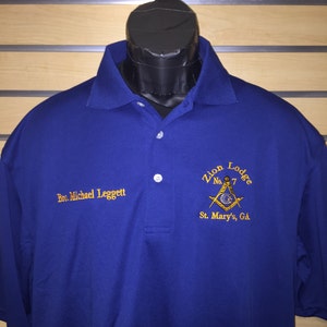 Custom Embroidered 100% Polyester Polo Shirt size Sm-4xl Masonic Polo Shirt FREE STANDARD SHIPPING image 2