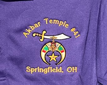 PHS Shriners custom Embroidered 100% Polyester Polo Shirt (size Sm-4xl) - FREE standard SHIPPING
