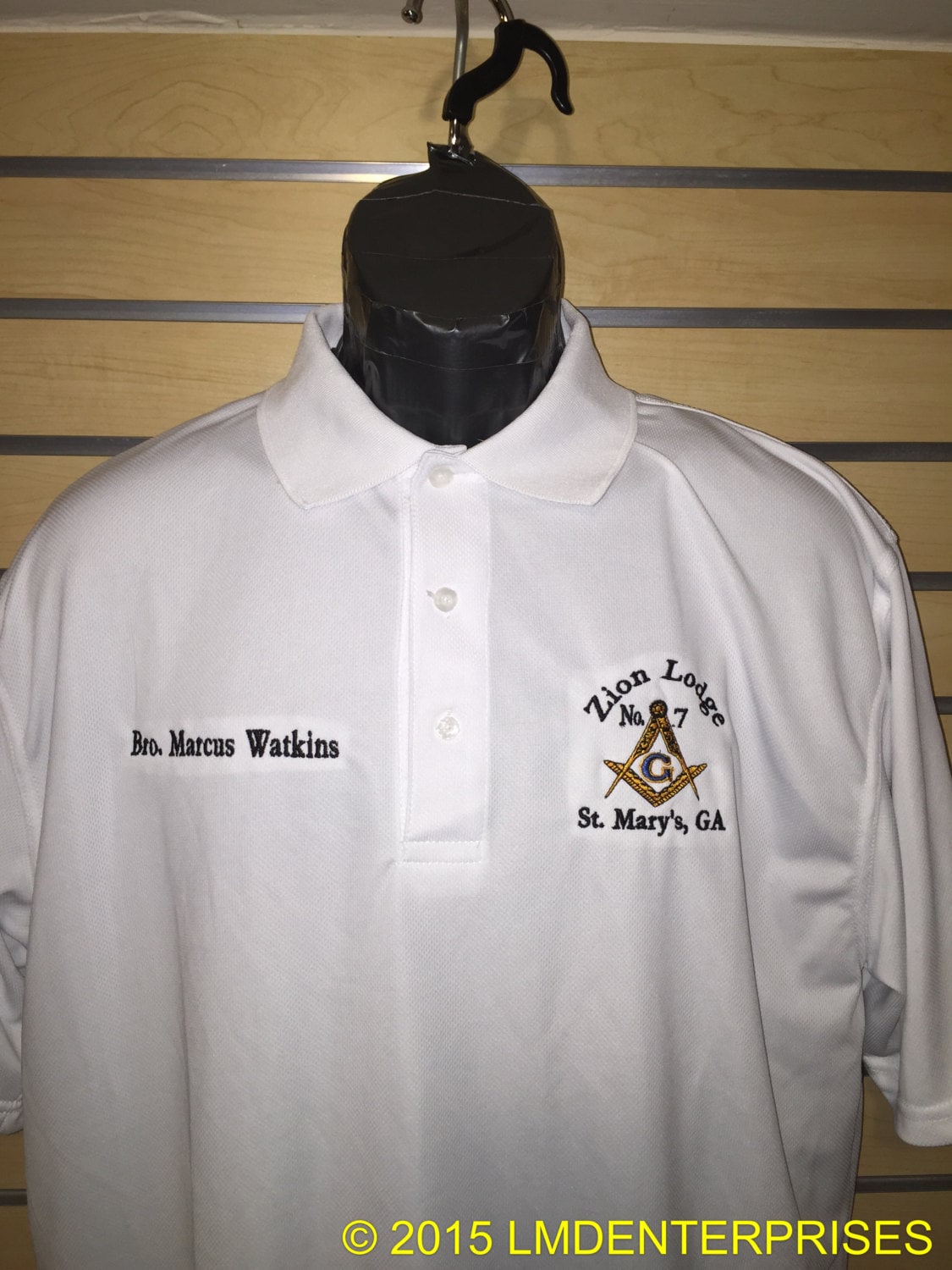 Custom Embroidered 100% Polyester Polo Shirt (size Sm-4xl, 5X in white*) Masonic Polo Shirt - FREE STANDARD SHIPPING