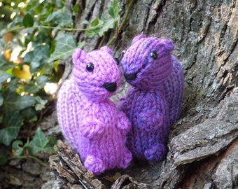 Purple Squirrel - Hand Knit Plush Wool Woodland Squirrels - Hand Knit Purple Squirrel - Made To Order- HR Office Co-worker Manager Gift