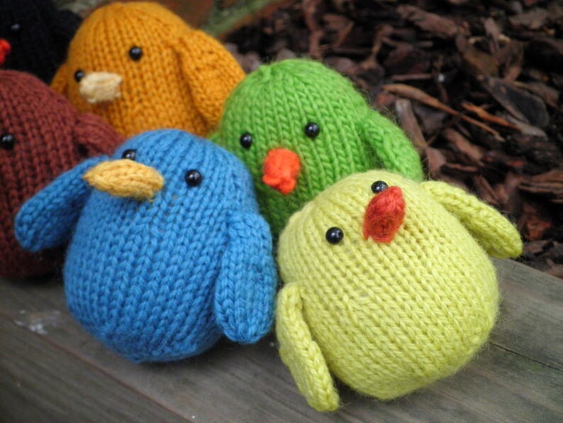 Hand Knit Bird Adorable Plush Wool Yarn Woodland Birds Etsy