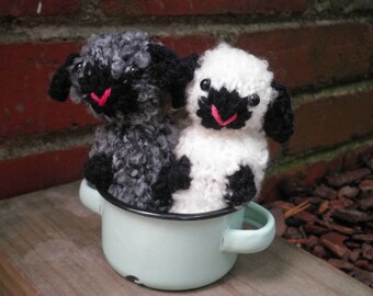 Hand Knit Sheep - Plush Wool Yarn Farmhouse Lamb Stuffie - Farm Animal Holiday, Housewarming, Birthday, or Kids Stuffed Toy Knitting Gift