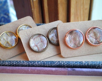 Embroidered Snakeskin Stud Earrings: Animal Print Jewelry
