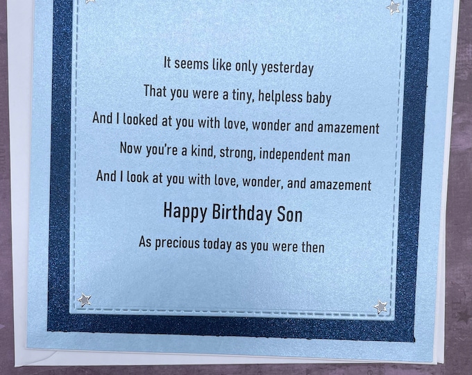 Birthday Card for Grown up Son, Precious Son's Birthday, Card for Son
