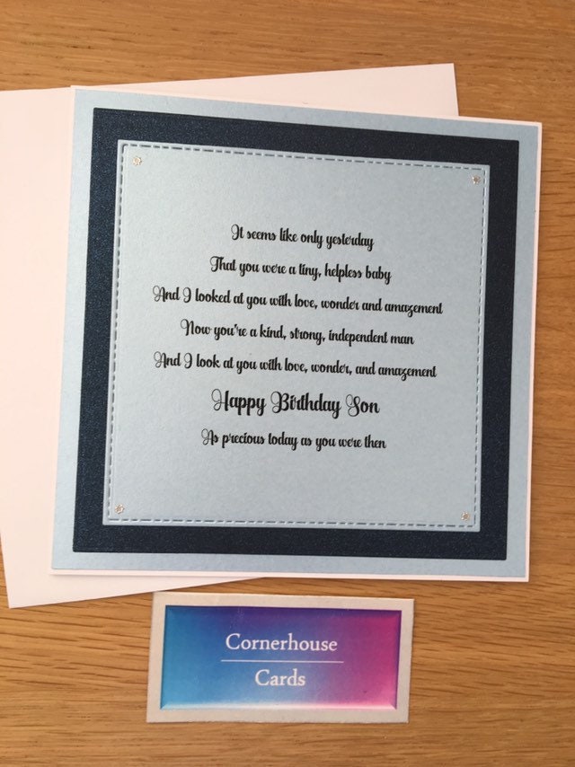 Birthday card for grown up son precious son's birthday Etsy