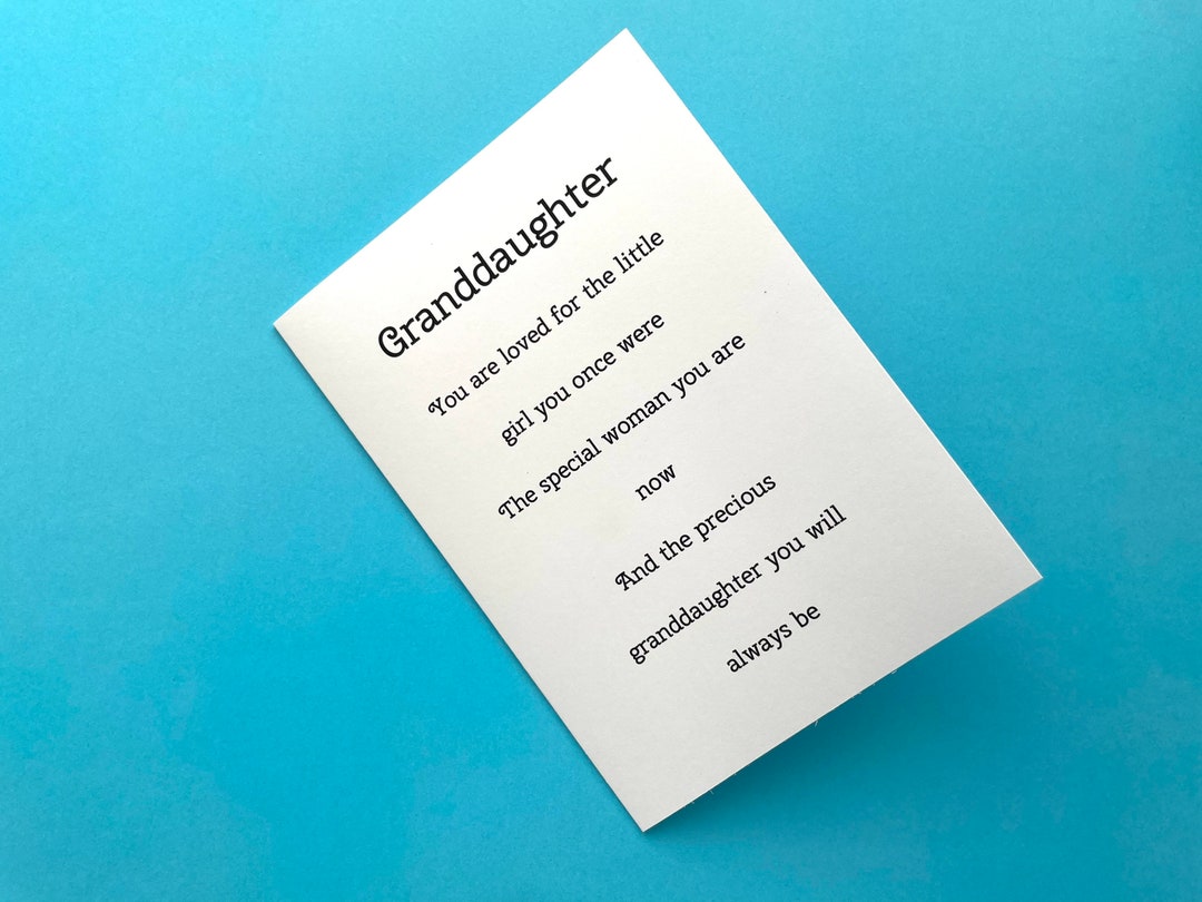 Card for Grown up Granddaughter, Special Granddaughter's Birthday or