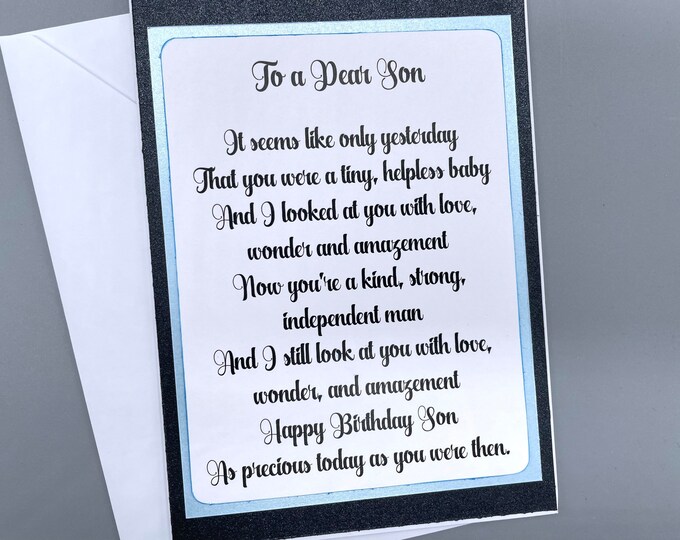 Card for Adult Son, Special Sons Birthday, Birthday Card for Son, Card