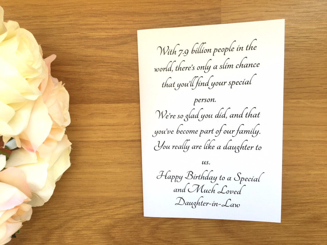 Card for Daughter in Law, Special Daughter in Laws Birthday, Like a