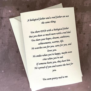 Carte pour beau-père, père adoptif, cartes pour beau-père, carte pour père non biologique, père adoptif, père adoptif, carte juste parce que, carte d'anniversaire