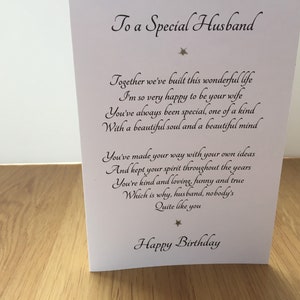 Biglietto per il marito, compleanno speciale del marito, biglietto di compleanno della moglie, il biglietto per il marito può essere personalizzato
