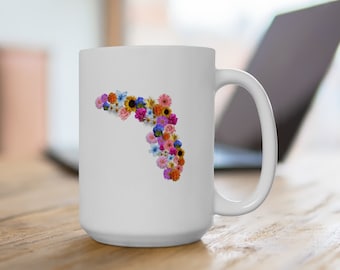 Floral Florida Ceramic Coffee Mug, 15 oz