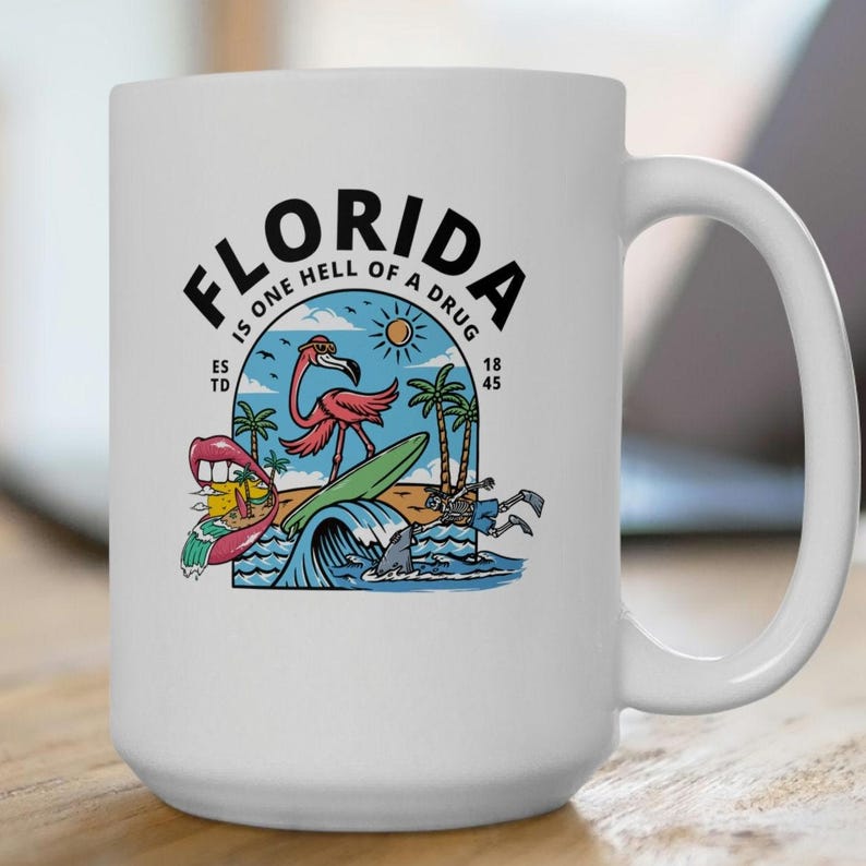 Florida Ceramic Mug: Tropical Skater Vibes - Swiftie Gift image 1