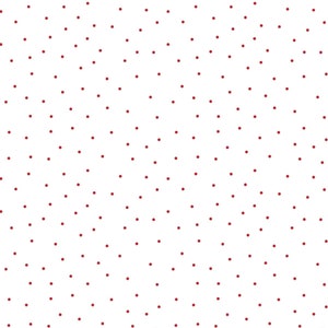 KimberBell Basics for Maywood Studio ~ MAS8210-WR ~ Red Tossed Tiny Dots on White ~ Continuous Half Yard Increments