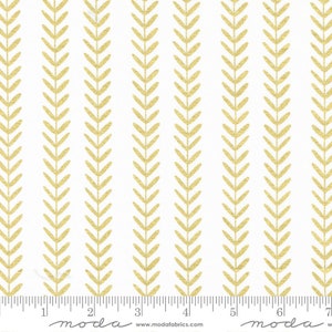 Clearance ~ Moda "Gilded" Metallic by Alli K Designs ~ 11535 15M Paper Gold - Leaf Stripe ~Vine ~  By The Continuous Half Yard