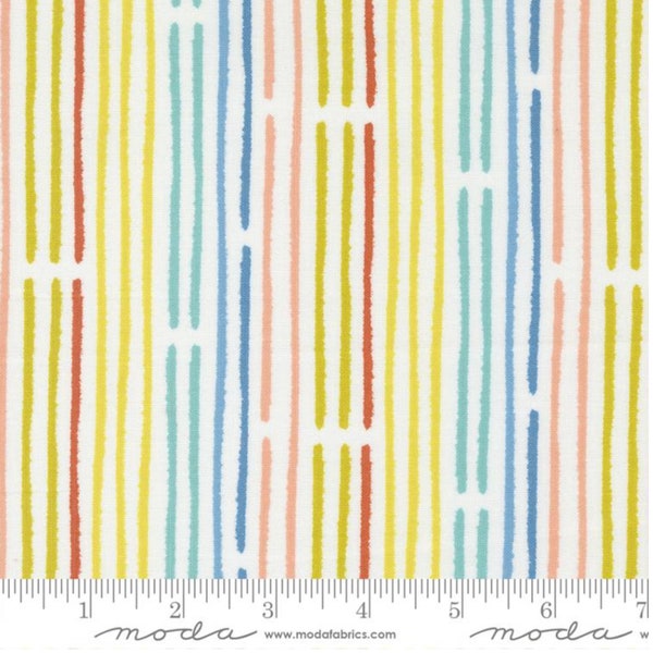 Moda "Delivered With Love" by Paper and Cloth  ~ Colorful Stripes ~ 25136 11 Cloud - Rainbow Stripe ~ By The Continuous Half Yard