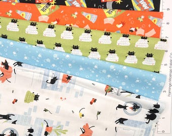 Dear Stella "Cats In The Laundry" by LEEZAWORKS - 5 Fat Quarter Bundle ~ The Cutest Black Cats
