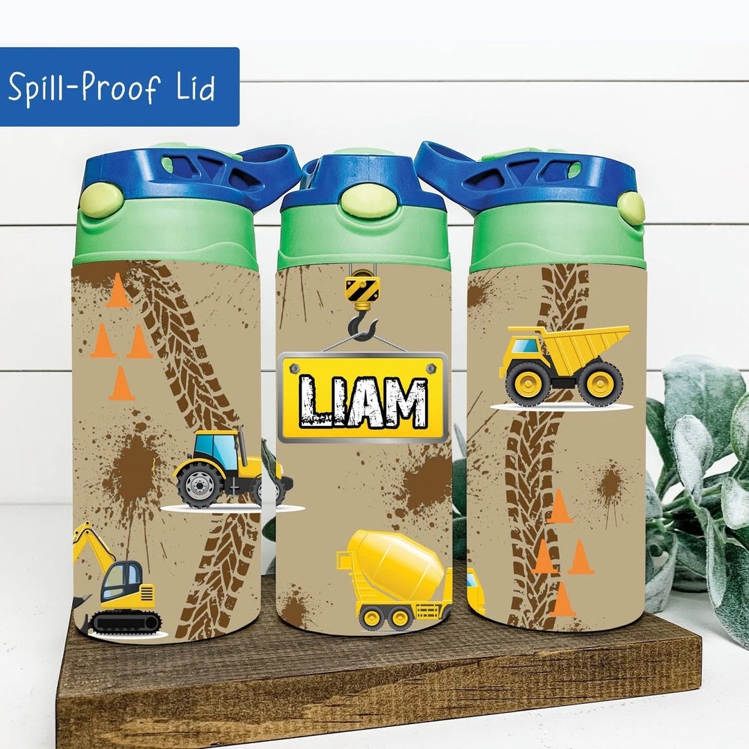 Construction Trucks Kids Water Bottle Construction Trucks Etsy