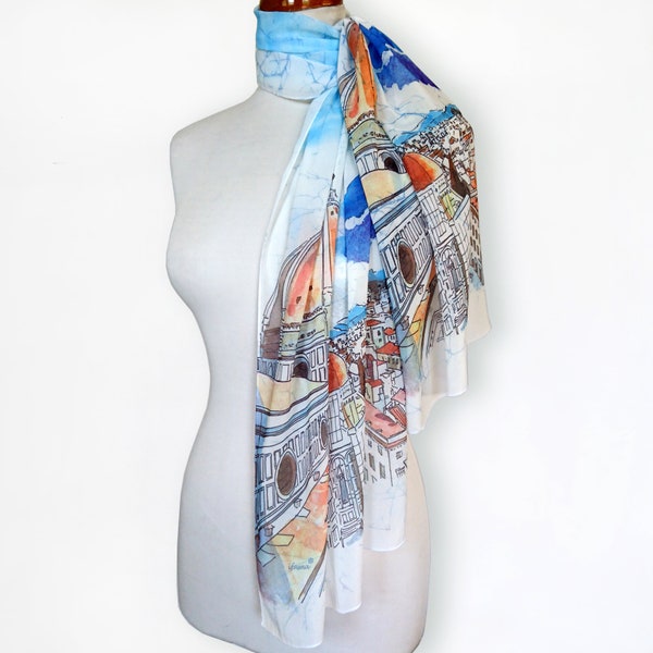 Florence Cathedral, Cathedral of Santa Maria del Fiore, Piazza del Duomo, Scarf, Foulard, Neckwear, Indelible Printed
