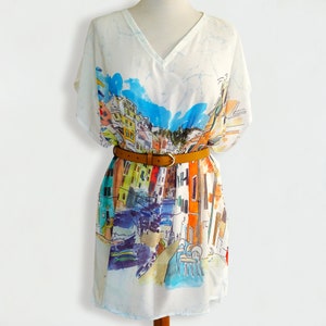 Kaftan, Caftan, Tunic, Poncho, Blouse indelible printed with Florence&#39;s traditional alley